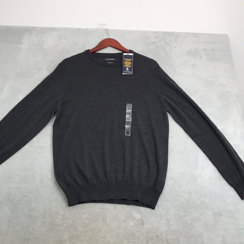 Piombo Men's Charcoal Gray Merino Wool Sweater Size L New